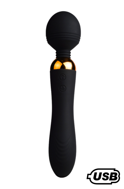 SHAKE Noir, Vibromasseur Wand USB en silicone mdical avec 2 puissants moteurs indpendants