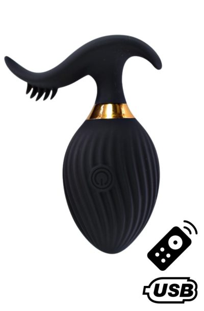 WAVE , Un ?uf vibrant noir USB avec stimulation clitoridienne, dot d'une tlcommande