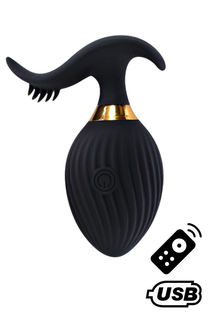 WAVE , Un ?uf vibrant noir USB avec stimulation clitoridienne, dot d'une tlcommande 1 WAVE , Un ?uf vibrant noir USB avec stimulation clitoridienne, dot d'une tlcommande