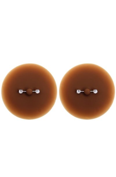Accueil 18 Paire de cache-tétons piercing barre faux diamant peau foncée Couleur : Noir