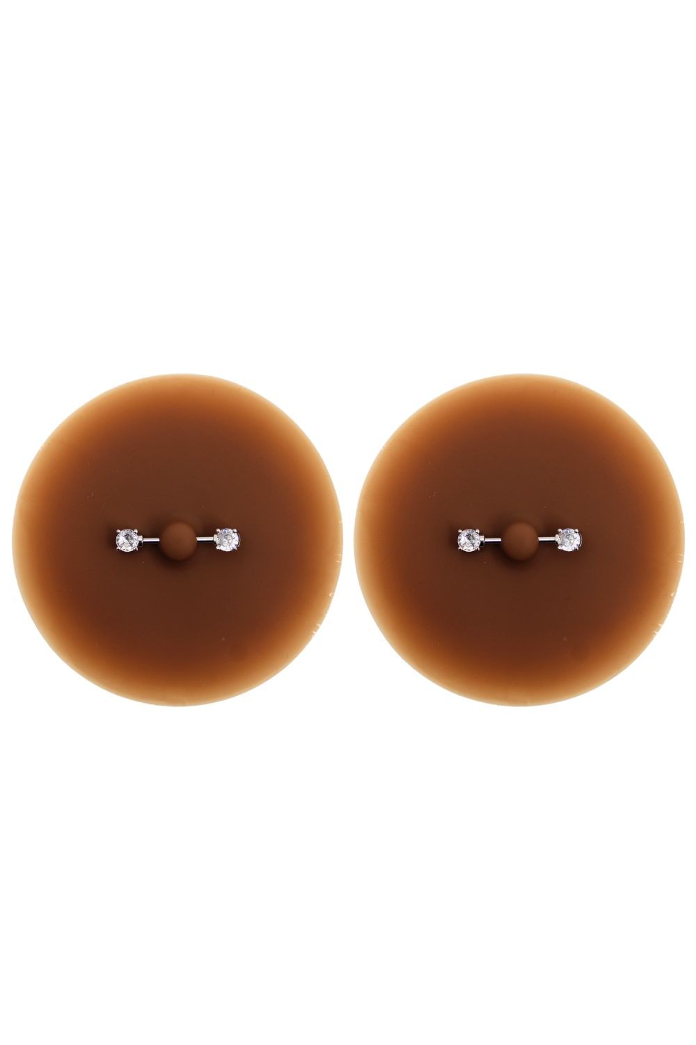 Paire de cache-tétons piercing barre faux diamant peau foncée Couleur : Noir 1 Paire de cache-tétons piercing barre faux diamant peau foncée Couleur : Noir