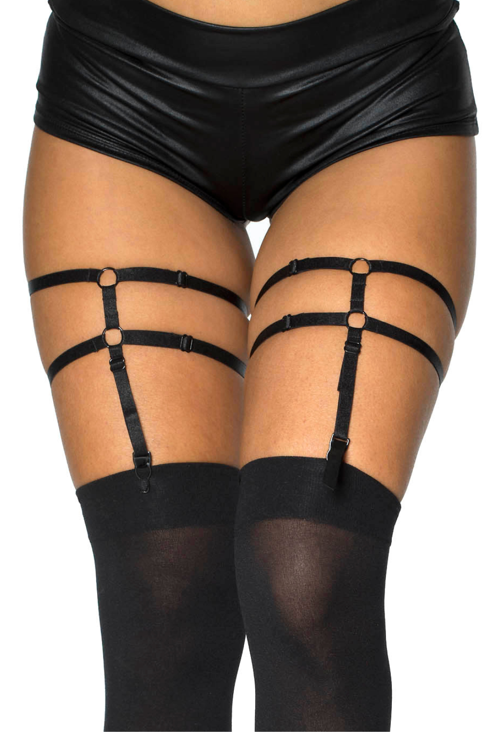 Porte-jarretelles noir brillant style harnais Taille : TU - OS, Couleur : Noir 1 Porte-jarretelles noir brillant style harnais Taille : TU - OS, Couleur : Noir
