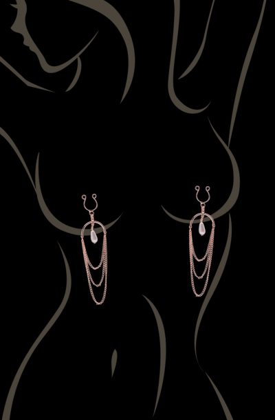 Bijoux de seins avec 3 chainettes doré rose et une perle Couleur : Doré Rose
