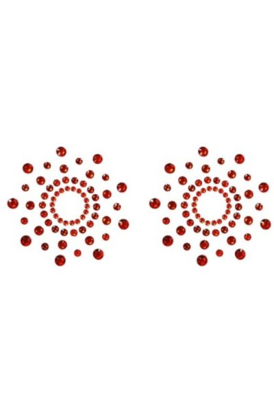 Paire de cache tétons adhésifs strass rouge Couleur : Rouge