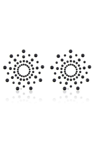 Accueil 18 Paire de cache tétons adhésifs strass noir Couleur : Noir