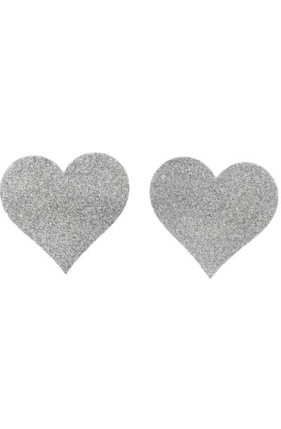 Paire de cache tétons adhésifs cœur pailleté blanc Couleur : Blanc