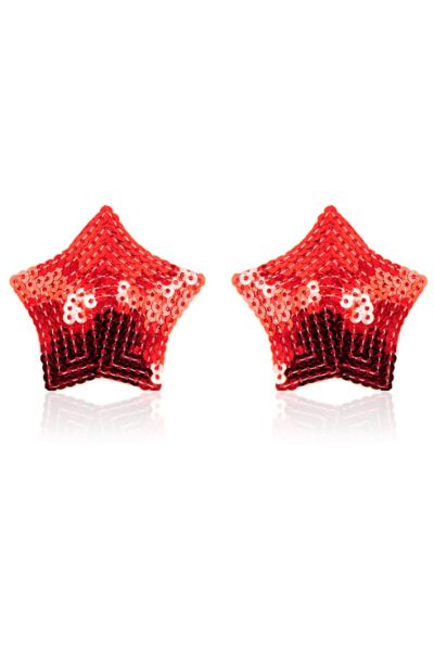 Paire de cache tétons adhésifs étoile pailletée sequin rouge Couleur : Rouge