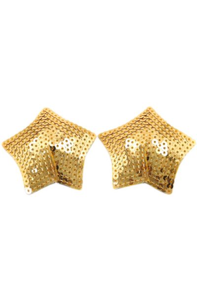 Paire de cache tétons adhésifs étoile pailletée sequin doré Couleur : Doré