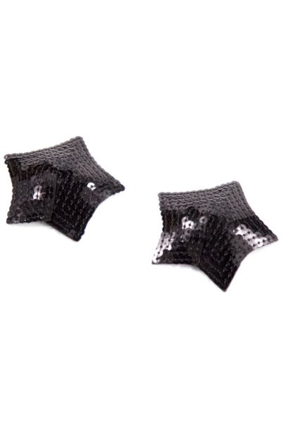 Paire de cache tétons adhésifs étoile pailletée sequin noir Couleur : Noir