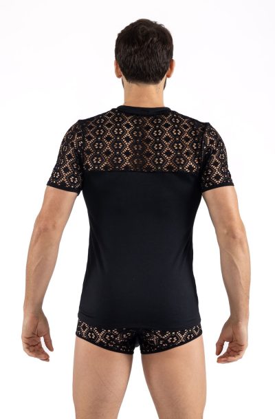 Accueil 12 T-shirt noir résille brodée Shinny Taille : XL, Couleur : Noir