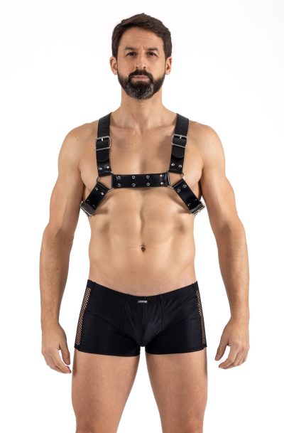 Accueil 16 Harnais homme simili cuir avec sangles croisées dans le dos Taille : Taille unique, Couleur : Noir