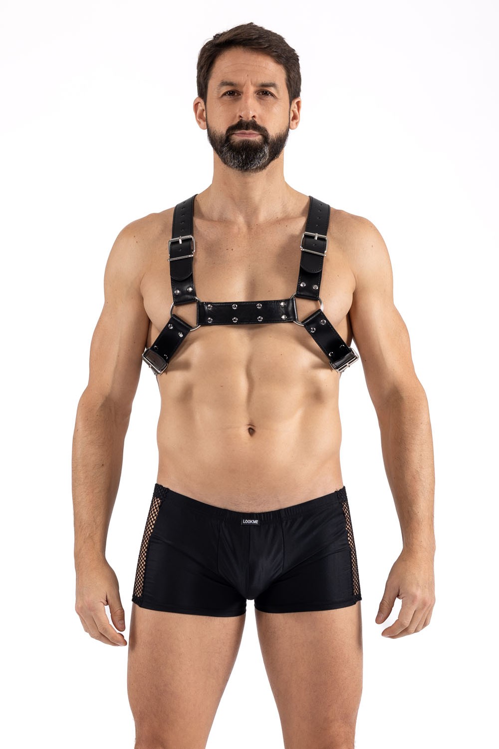 Harnais homme simili cuir avec sangles croisées dans le dos Taille : Taille unique, Couleur : Noir 1 Harnais homme simili cuir avec sangles croisées dans le dos Taille : Taille unique, Couleur : Noir