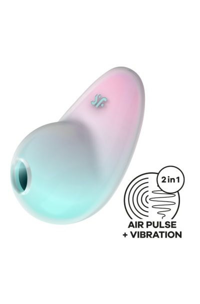 Stimulateur clitoridien par onde de pression sans contact et par vibration USB vert et rose, Pixie Dust Satisfyer Couleur : Vert/Rose