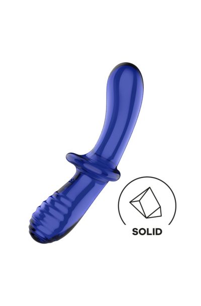 Gode en verre borosilicaté massif bleu Double Crystal Satisfyer Couleur : Bleu