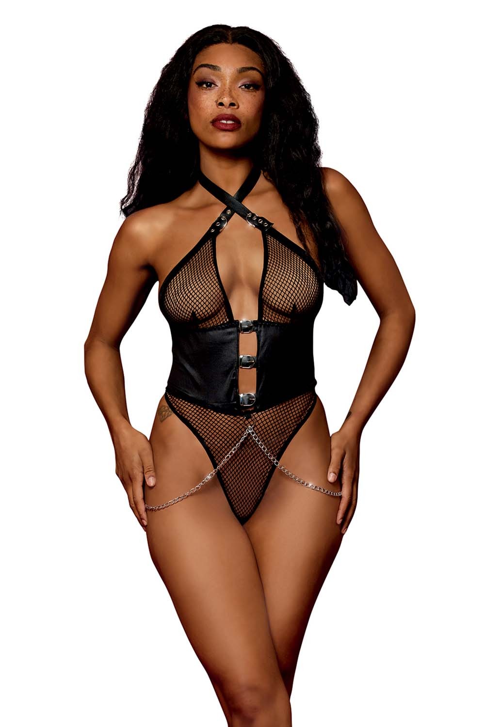 Body string résille noire et chaines Taille : Taille Unique - OS, Couleur : Noir 1 Body string résille noire et chaines Taille : Taille Unique - OS, Couleur : Noir