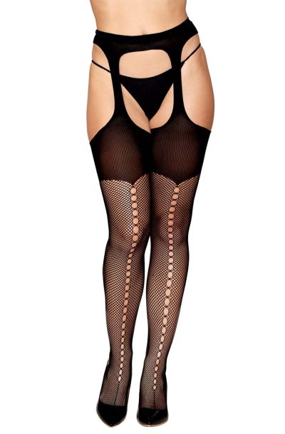 Accueil 14 Collant porte-jarretelles en fine résille noire opaque Taille : Taille Unique - OS, Couleur : Noir