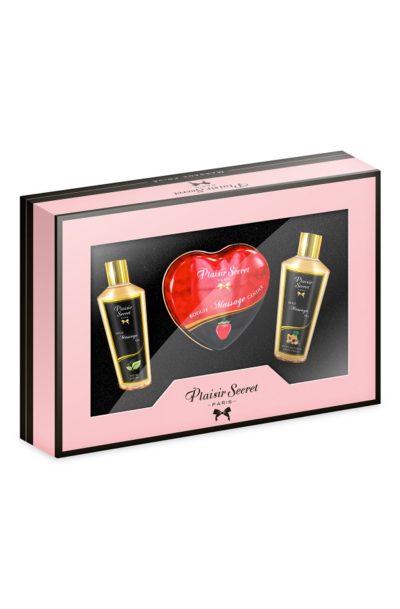 Coffret de massage contenant 2 huiles sèches et 1 bougie de massage Contenance : Coffret 3 pièces