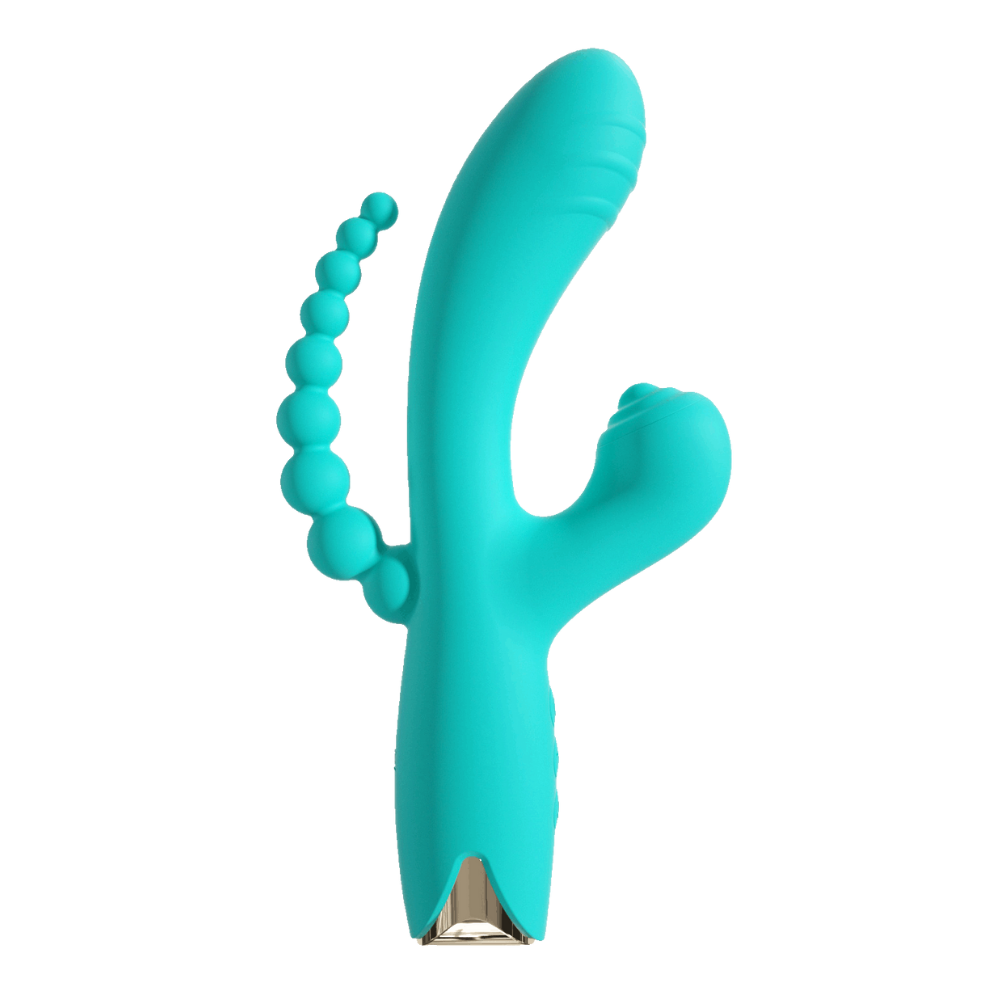Vibromasseur triple stimulation USB turquoise Snappy Bunny Couleur : Turquoise 1 Vibromasseur triple stimulation USB turquoise Snappy Bunny Couleur : Turquoise