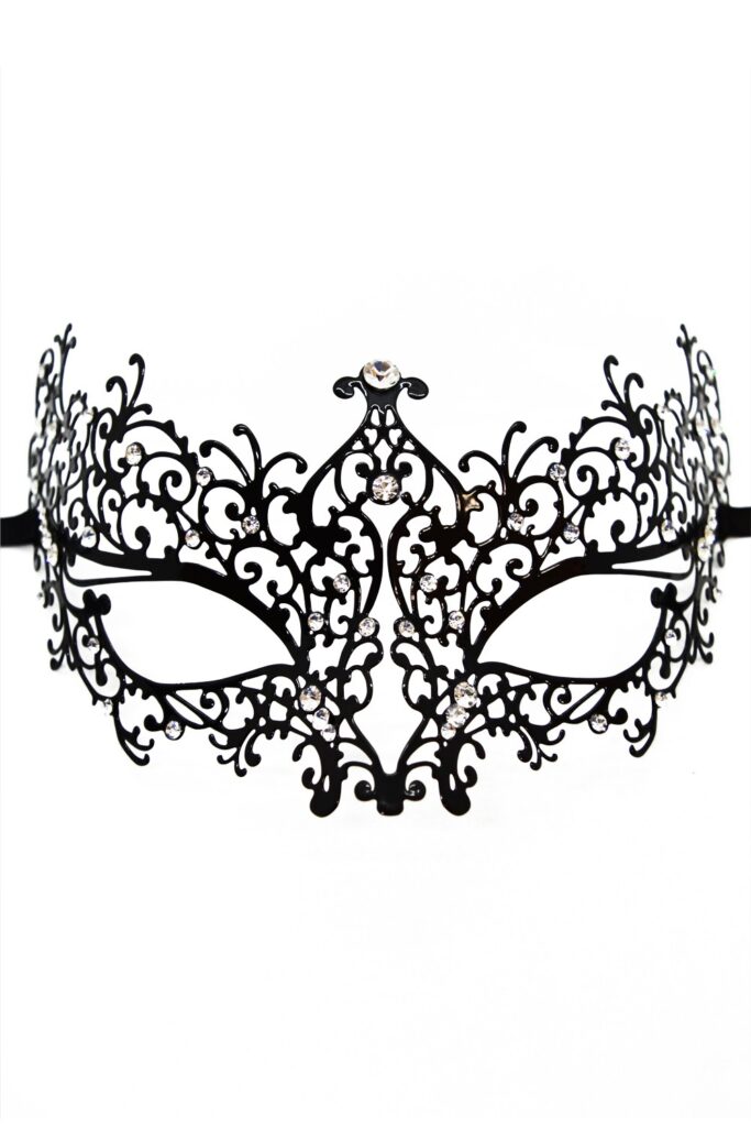 Accueil 17 Masque vénitien Chiara rigide noir avec strass Couleur : Noir