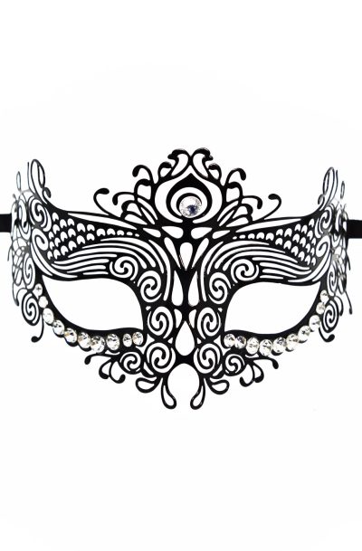 Masque vénitien Ornella rigide noir avec strass Couleur : Noir