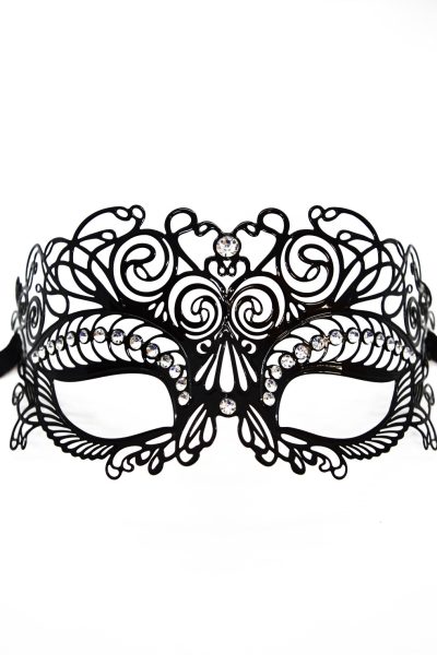 Masque vénitien Giulia rigide noir avec strass Couleur : Noir