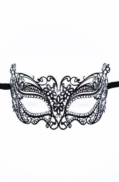 Masque vénitien Alba rigide noir avec strass Couleur : Noir