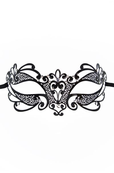 Masque vénitien Gaia rigide noir avec strass Couleur : Noir