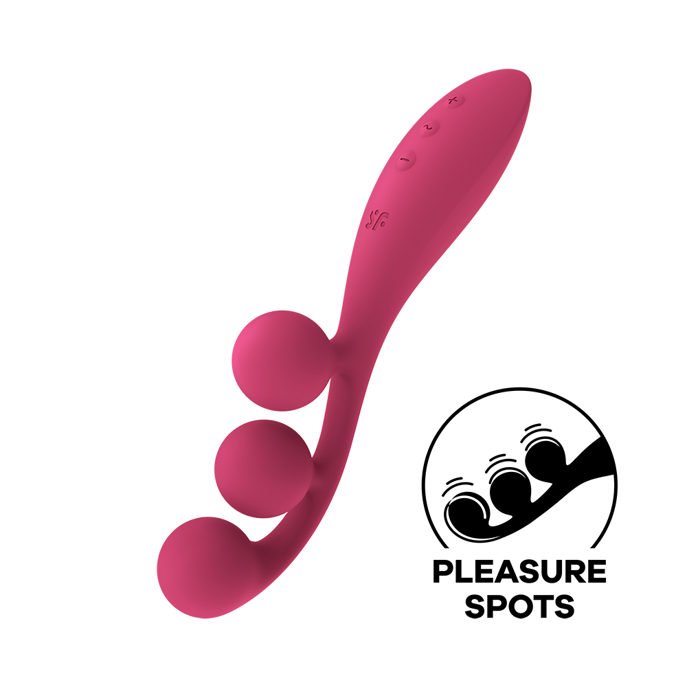 Vibromasseur triple stimulation flexible, anal, vaginale, clitoridienne Tri Ball rouge USB Satisfyer Couleur : Rose 1 Vibromasseur triple stimulation flexible, anal, vaginale, clitoridienne Tri Ball rouge USB Satisfyer Couleur : Rose