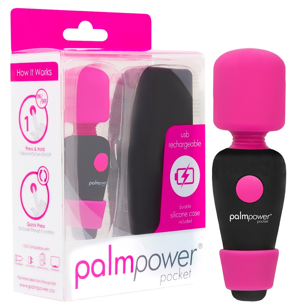 Mini wand très puissant USB Palmpower Couleur : Noir/Rose 1 Mini wand très puissant USB Palmpower Couleur : Noir/Rose