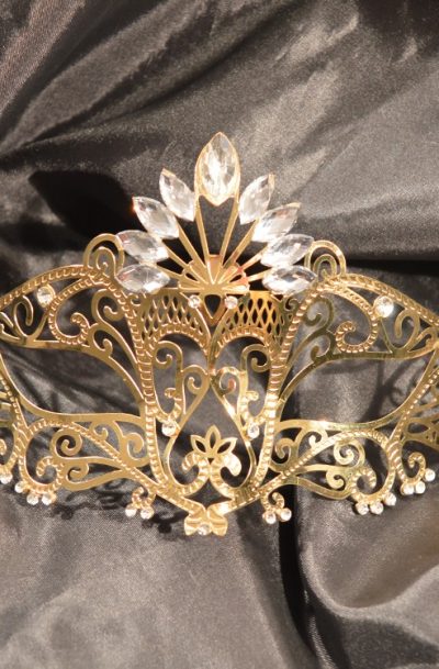 Masque vénitien Gemma rigide doré avec strass Taille : Taille unique, Couleur : Gold / Or