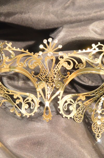 Masque vénitien Bianca rigide doré avec strass Taille : Taille unique, Couleur : Gold / Or