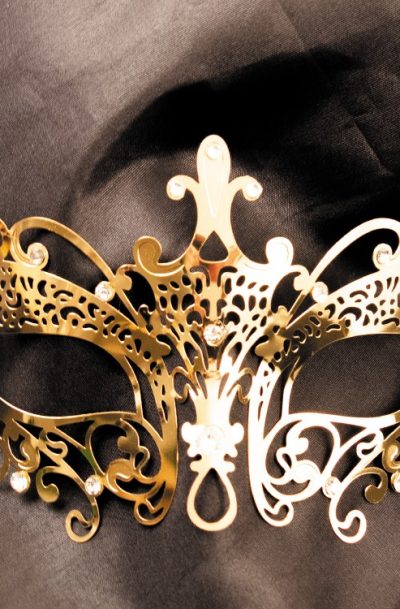 Accueil 15 Masque vénitien Lucia rigide doré avec strass Taille : Taille unique, Couleur : Gold / Or