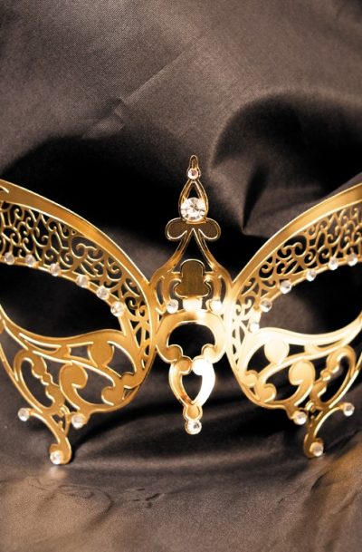 Accueil 13 Masque vénitien Alida rigide doré avec strass Taille : Taille unique, Couleur : Gold / Or