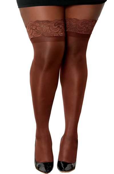 Accueil 13 Bas nylon autofixant couleur café grande taille Taille : TU Grande Taille - OSQ, Couleur : Café