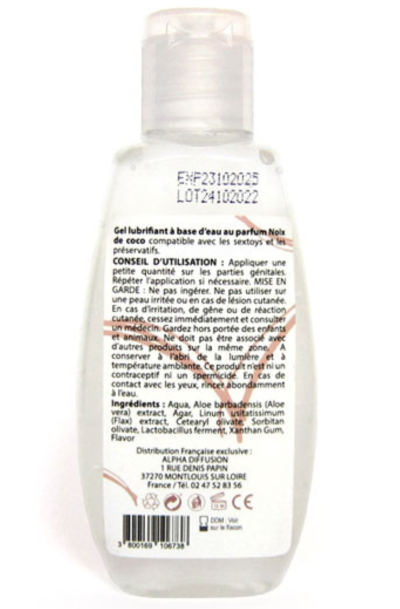 Lubrifiant à base d'eau 100% naturel Noix de Coco 90 ml Contenance : 90 ML, Parfum : Noix de coco