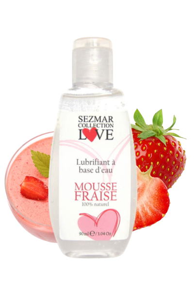 Lubrifiant à base d'eau 100% naturel Mousse fraise 90 ml Contenance : 90 ML, Parfum : Mousse Fraise
