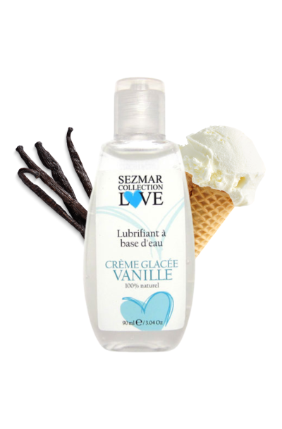 Lubrifiant à base d'eau 100% naturel Crème glacée vanille 90 ml Contenance : 90 ML, Parfum : Crème glaçée vanille