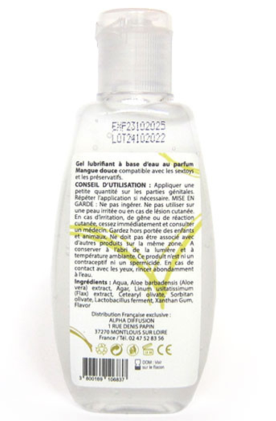 Accueil 19 Lubrifiant à base d'eau 100% naturel Mangue Douce 90 ml Contenance : 90 ML, Parfum : Mangue Douce