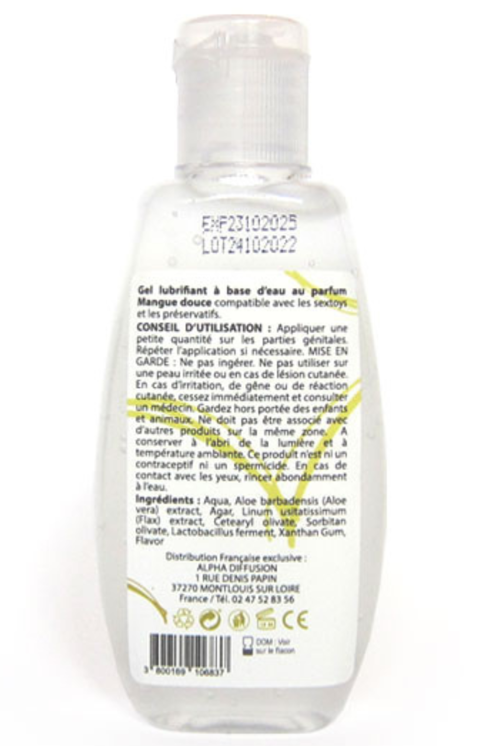 Lubrifiant à base d'eau 100% naturel Mangue Douce 90 ml Contenance : 90 ML, Parfum : Mangue Douce 1 Lubrifiant à base d'eau 100% naturel Mangue Douce 90 ml Contenance : 90 ML, Parfum : Mangue Douce