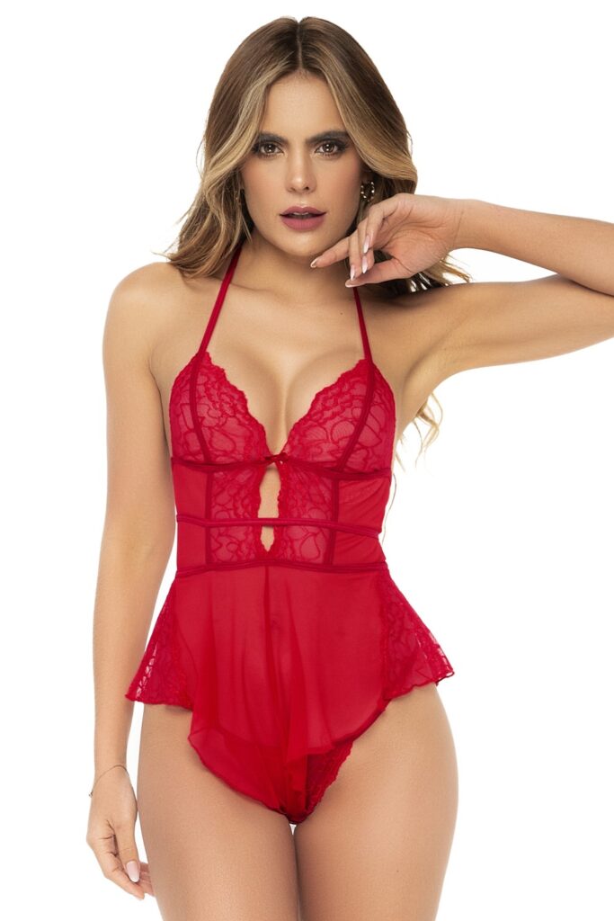 Accueil 17 Body rouge effet babydoll et string assorti Taille : L/XL, Couleur : Rouge