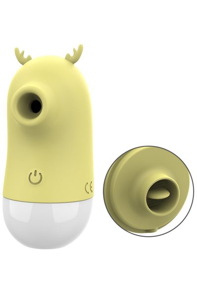 2 en 1 Stimulateur clitoridien par vibrations et par langue USB Cerf Couleur : Jaune