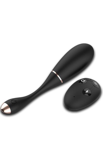 Œuf vibrant télécommandé USB noir avec option commande vocale LOLA-S Couleur : Noir