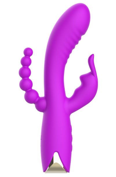 Vibromasseur triple stimulation très puissant violet USB Couleur : Violet