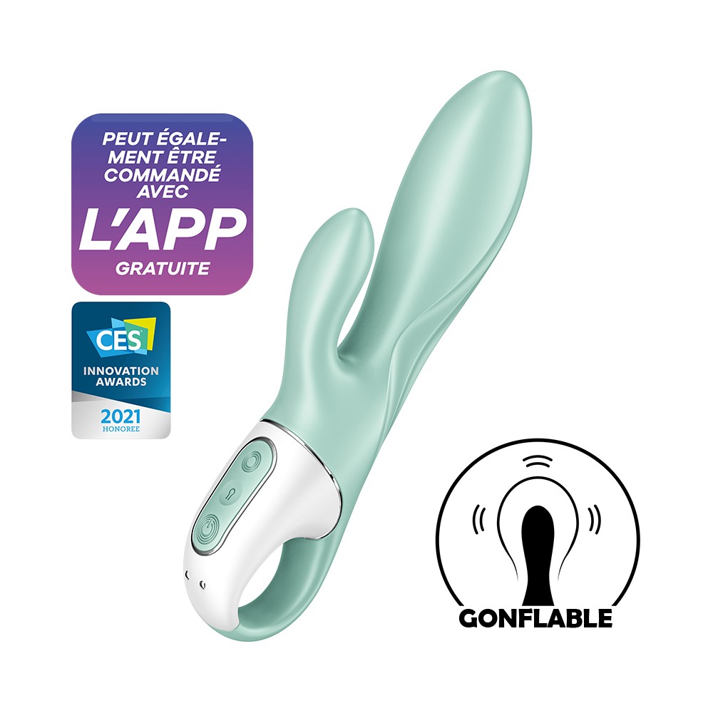 Vibromasseur rabbit gonflant connecté, USB Air Pump Bunny 5+ Satisfyer Couleur : Vert 1 Vibromasseur rabbit gonflant connecté, USB Air Pump Bunny 5+ Satisfyer Couleur : Vert