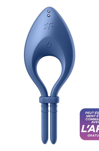 Accueil 12 Cockring vibrant connecté USB bleu Bullseye Satisfyer Couleur : Bleu