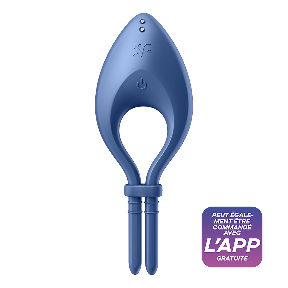 Cockring vibrant connecté USB bleu Bullseye Satisfyer Couleur : Bleu 1 Cockring vibrant connecté USB bleu Bullseye Satisfyer Couleur : Bleu