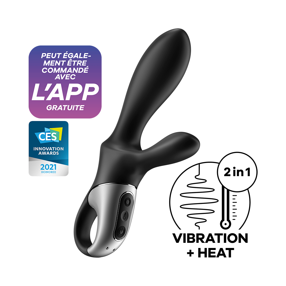 Vibromasseur rabbit noir USB, chauffant et connecté Heat Climax+ Satisfyer Couleur : Noir 1 Vibromasseur rabbit noir USB, chauffant et connecté Heat Climax+ Satisfyer Couleur : Noir