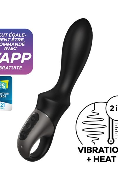 Vibromasseur noir USB, chauffant et connecté Heat Climax Satisfyer Couleur : Noir