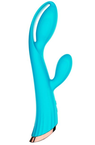 Vibromasseur bleu avec stimulateur de clitoris LRIS USB Couleur : Bleu