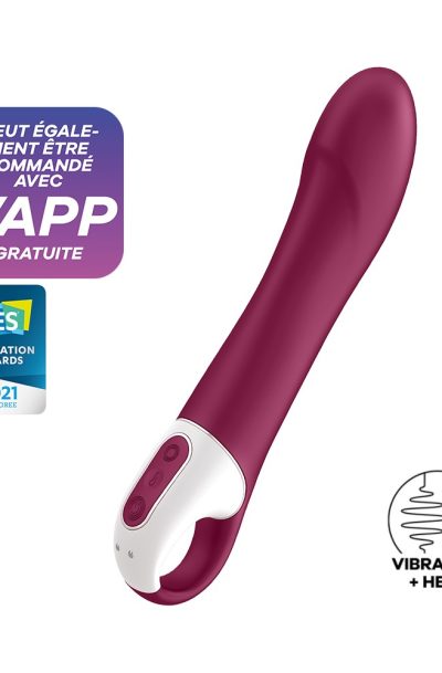 Vibromasseur chauffant connecté USB rouge Big Heat Satisfyer Couleur : Rouge